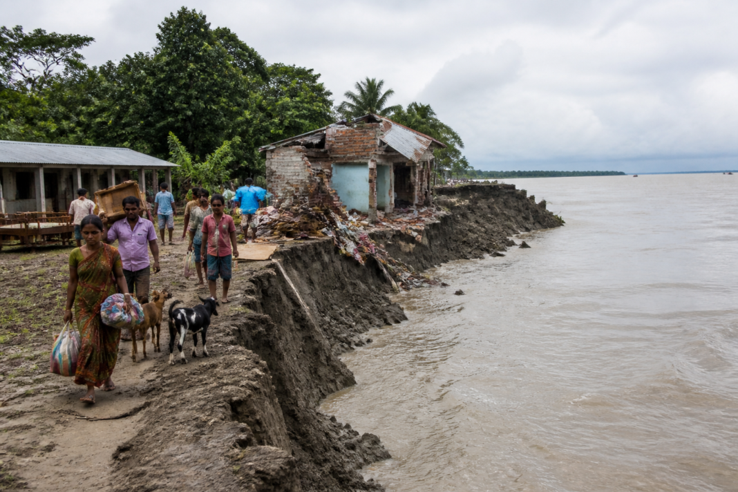Padma River erosion threatening homes along the Murshidabad riverbank
