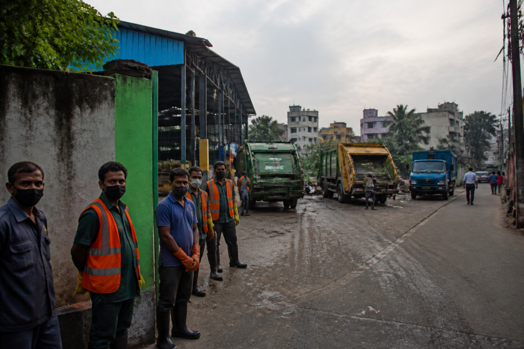 Dum Dum waste clearance workers at a municipal dump yard in Kolkata