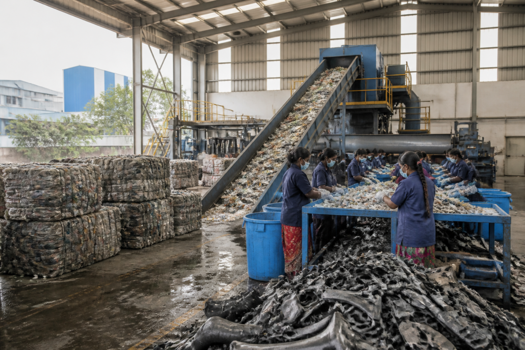 India recycling infrastructure at a Tamil Nadu plastics recycling facility