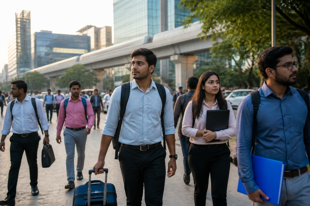 Indian professionals returning to India and seeking jobs in a major metropolitan city