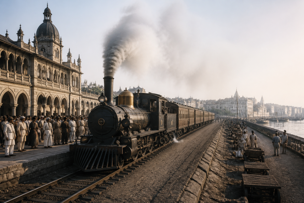 Mumbai railway history represented by a historic steam train route from Bori Bunder to Thane