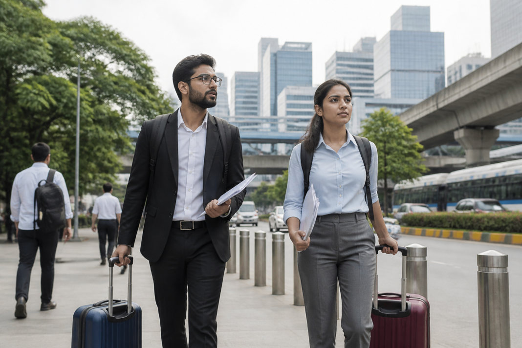 Indian professionals returning to India and seeking jobs in a metro city