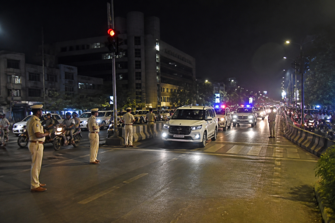 Pune convoy breach scene near Sancheti Chowk in Shivajinagar
