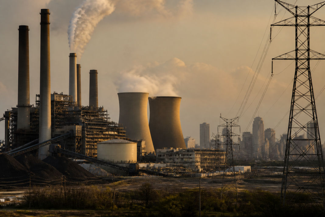 US EPA power plant emissions policy represented by a coal and gas power station