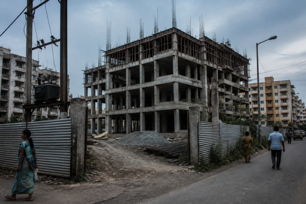 Vasai-Virar redevelopment project with unfinished residential construction and stalled work