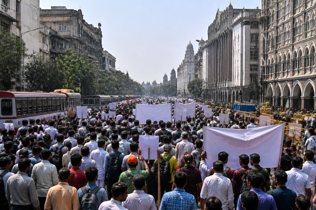 Matang rally Mumbai supporters gathering for a planned march to Azad Maidan
