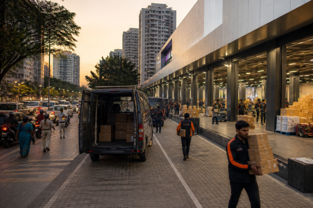Amazon Now delivery infrastructure supporting quick-commerce orders in an Indian city
