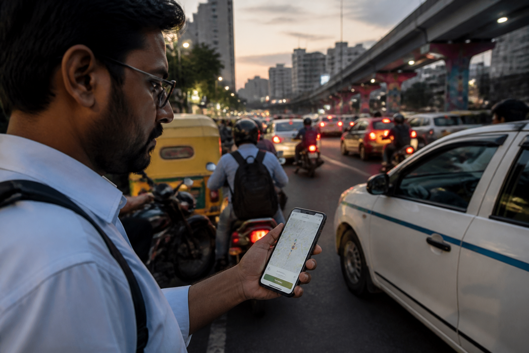 Rapido ride-hailing app prompts and pricing controls on a smartphone