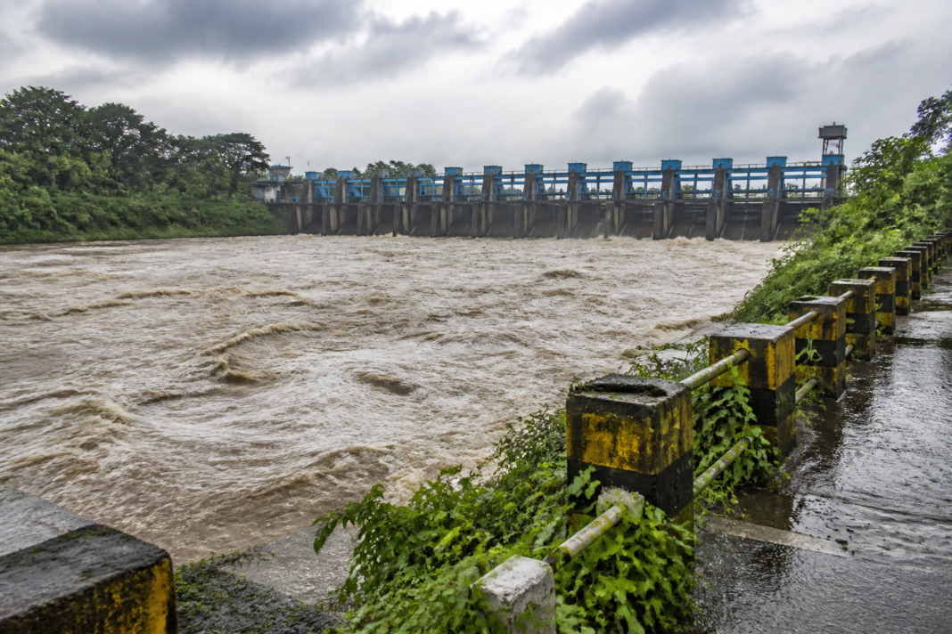 Mahananda River near Fulbari barrage during the monsoon season