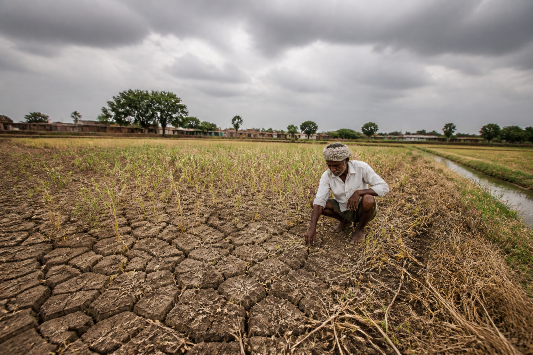 India drought conditions affecting dry agricultural fields before winter sowing