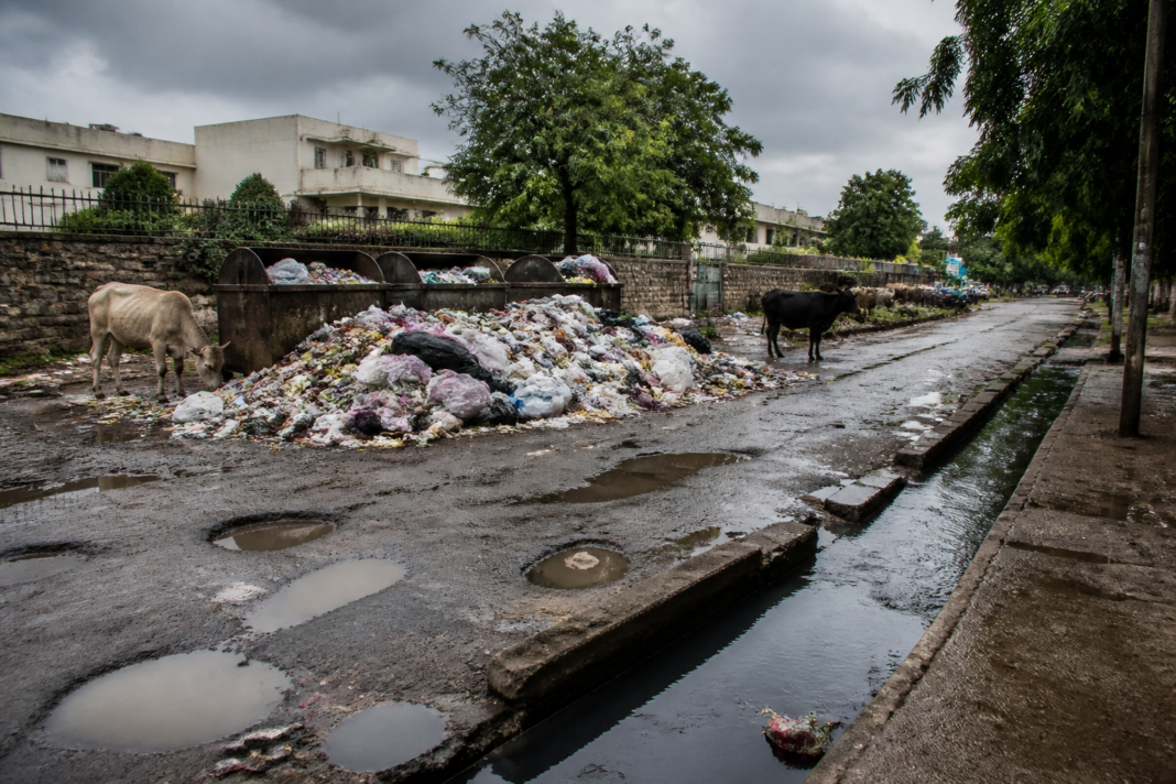 Delhi garbage dump beside a welfare home in Sarita Vihar