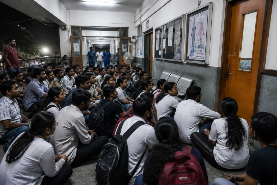 NRS Medical College student council election protest at a Kolkata medical college