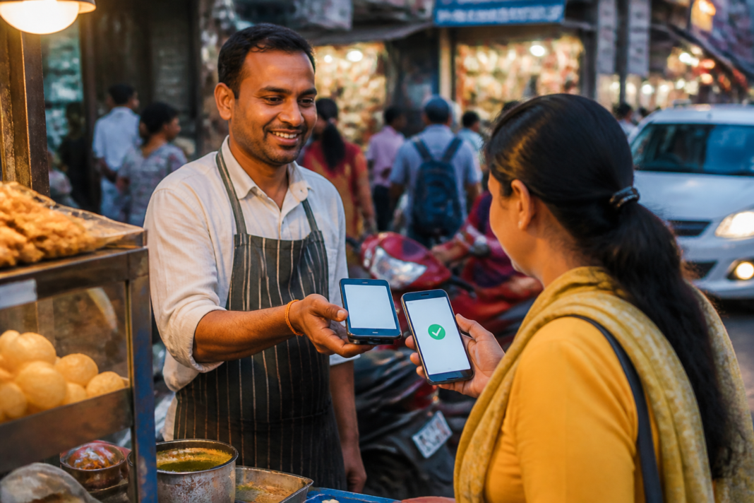 UPI MDR explained through a merchant accepting a digital payment at an Indian urban shop