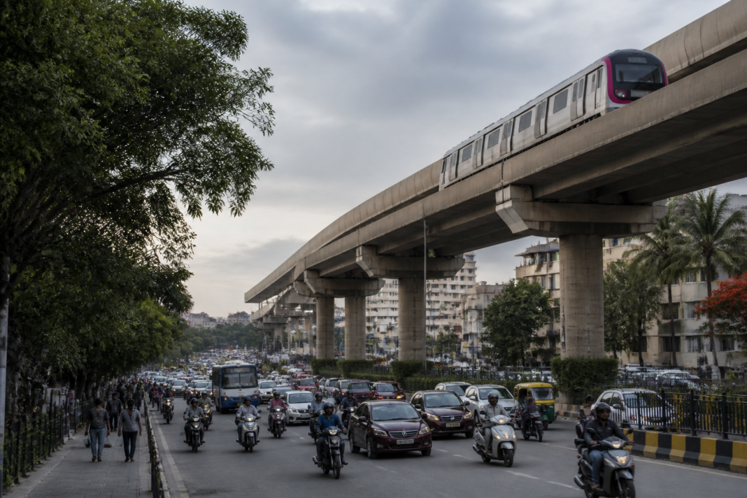 Bengaluru Metro double-decker project concept along a congested city corridor