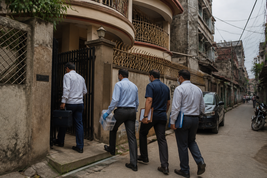CID officers conducting a land-grab case investigation in Kolkata
