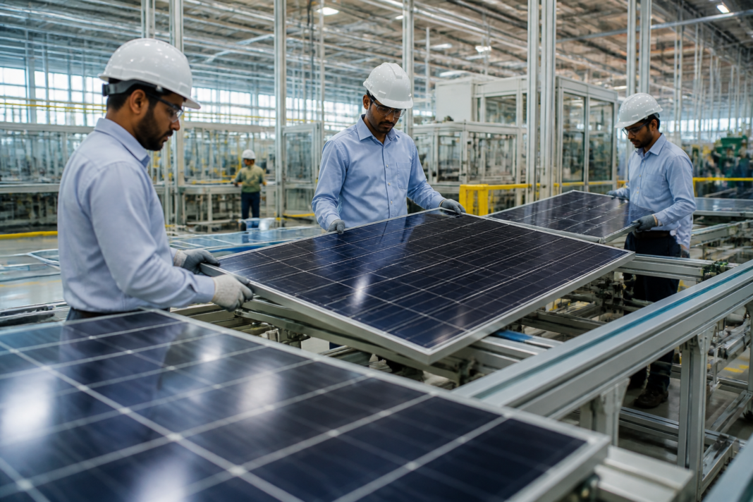 Hybrid-tandem solar modules at an Indian manufacturing facility