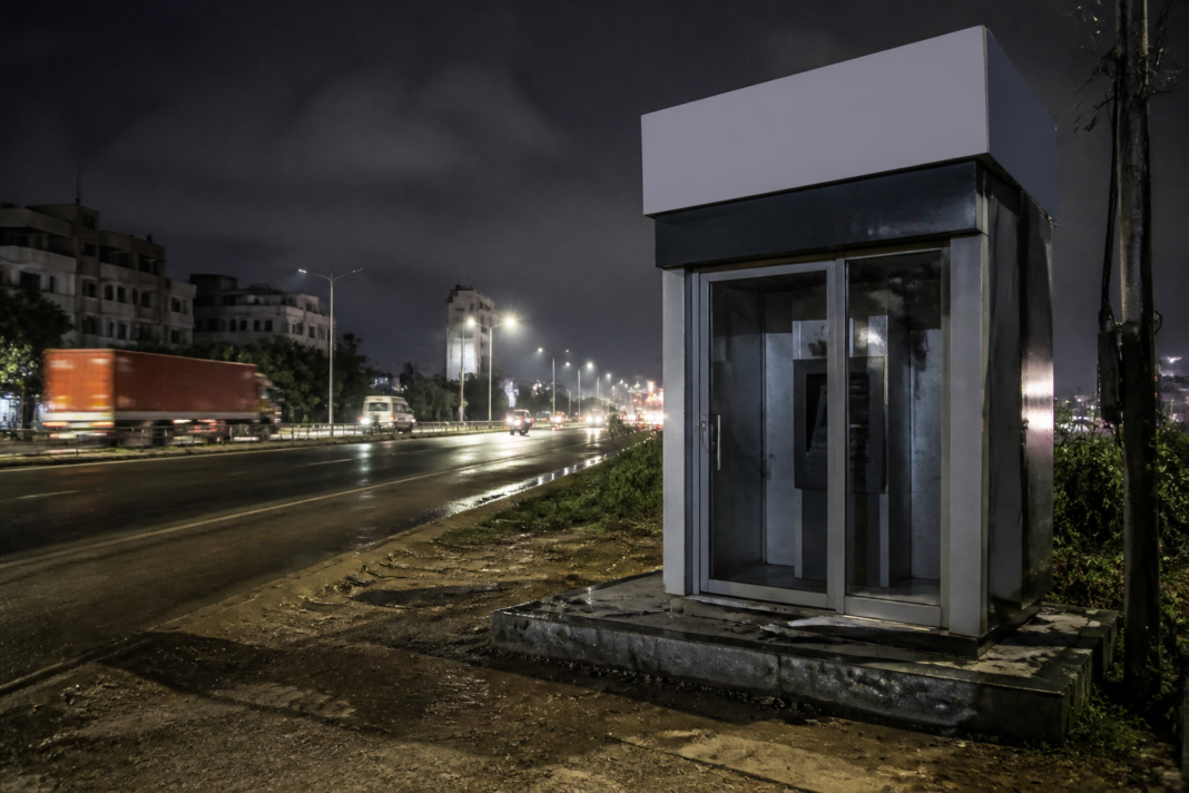 Chennai ATM theft scene showing a roadside ATM kiosk near Poonamallee