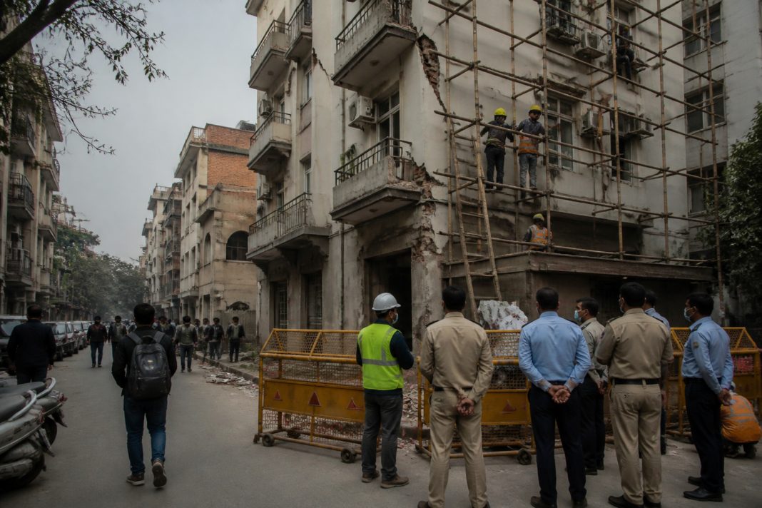 Delhi PG safety concerns outside a student accommodation building in Satya Niketan