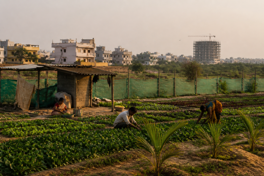 Crop diversification in Telangana near expanding peri-urban development and vegetable farms