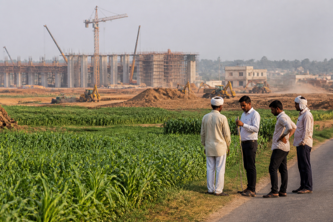 Jewar land prices rising near Noida International Airport and farmland under development pressure