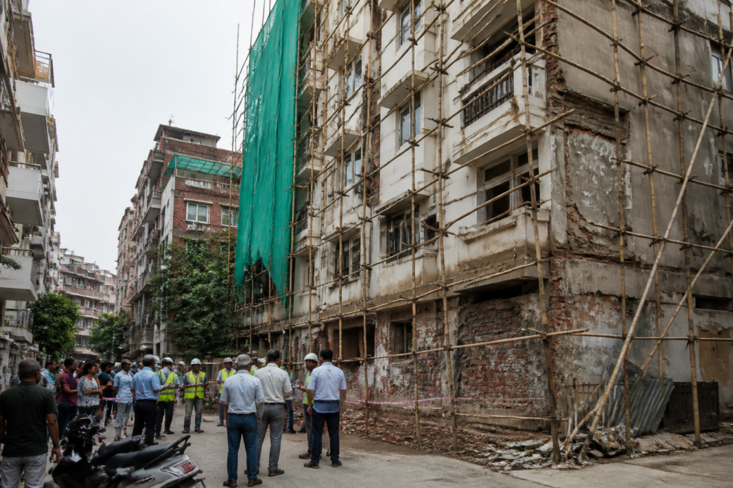 Satya Niketan collapse site near Delhi University amid concerns over student housing safety