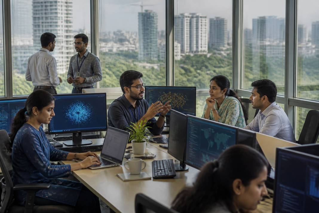 Woodside Bengaluru hub with professionals working in a modern technology office