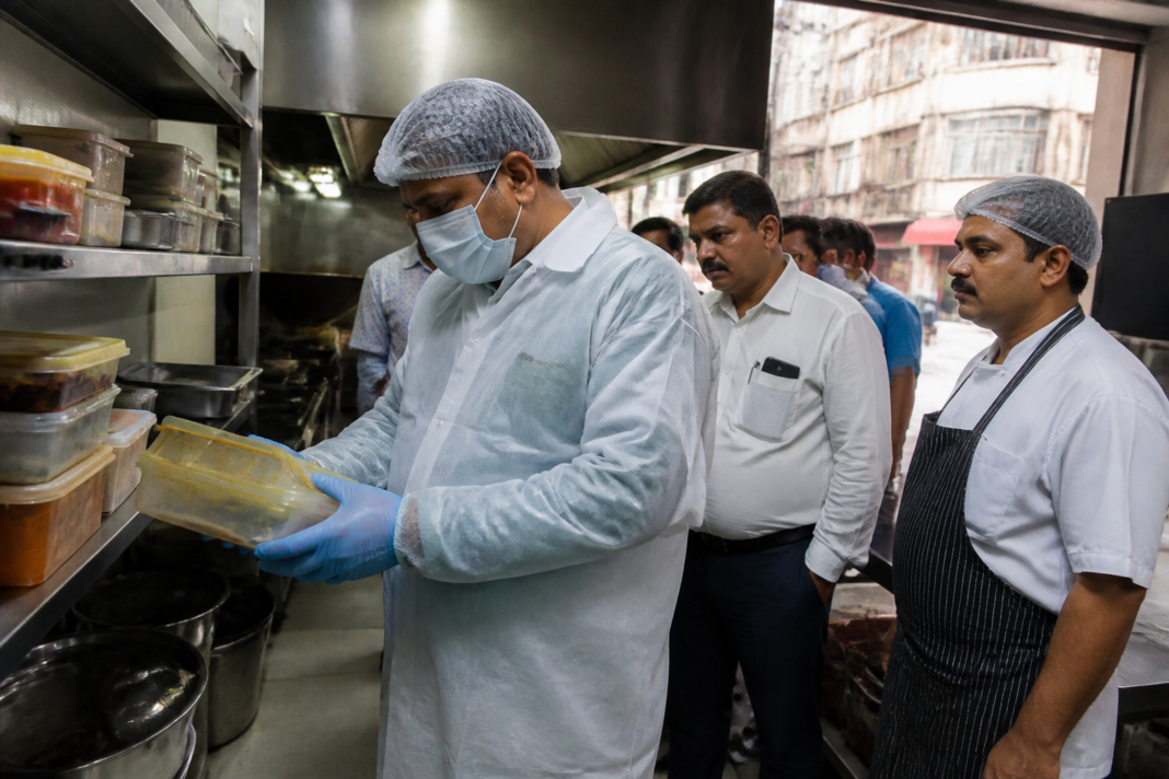 Mumbai food safety crackdown inspection at a restaurant kitchen
