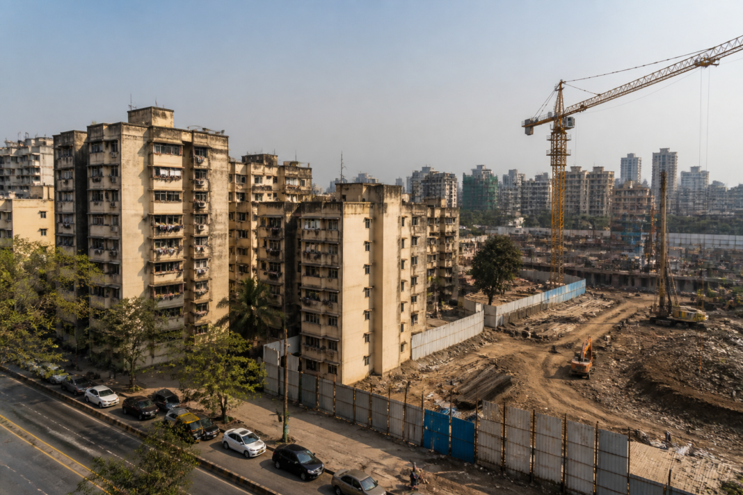 Goregaon redevelopment site and residential buildings in Mumbai’s western suburbs