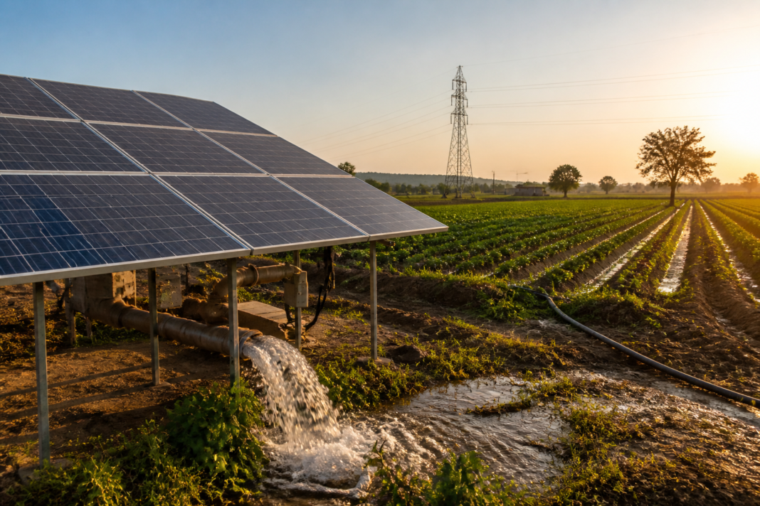 Solar water pumping systems being installed for farm irrigation in Maharashtra