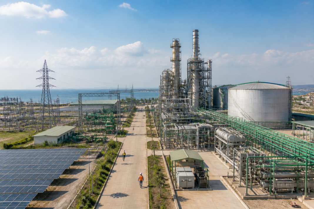 Green ammonia production infrastructure at an industrial project in India