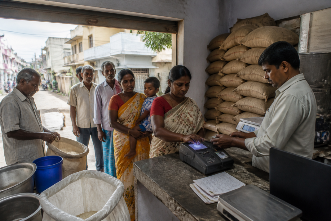 Karnataka ration card e-KYC services at a fair-price shop