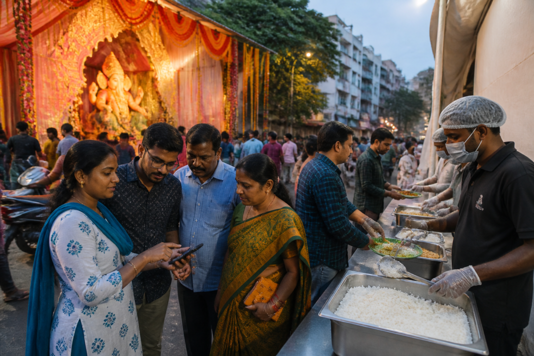 Hyderabad annadanam website users locating free meals near Ganesh festival pandals