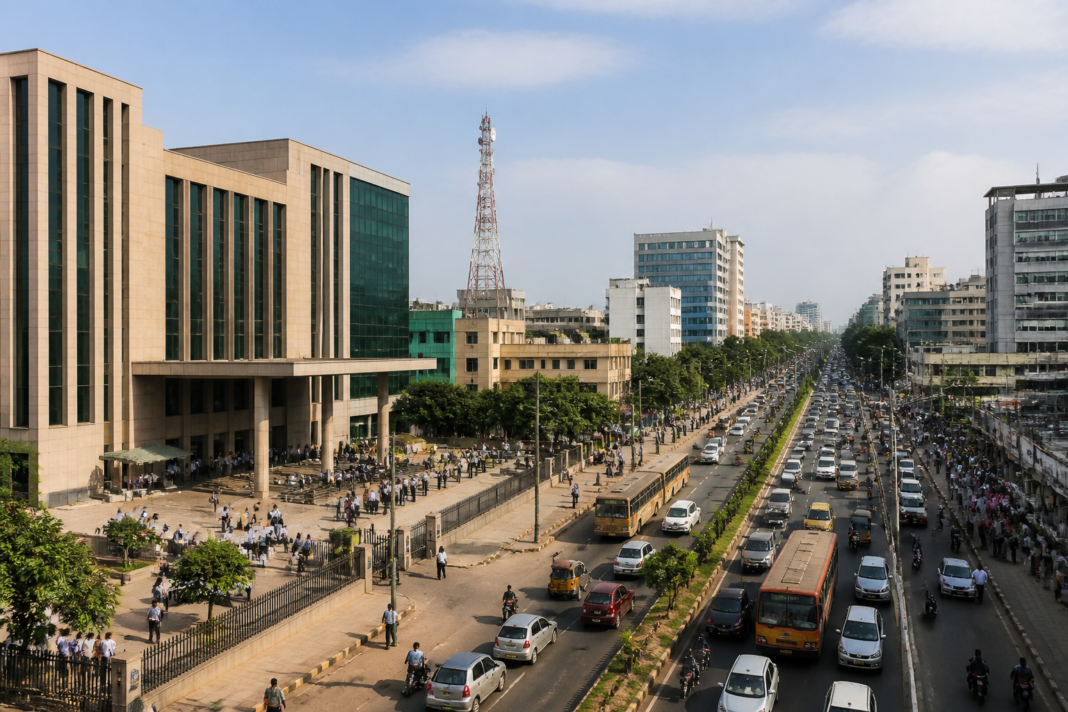 Tamil Nadu government revenue analysis shown through Chennai’s civic and commercial landscape