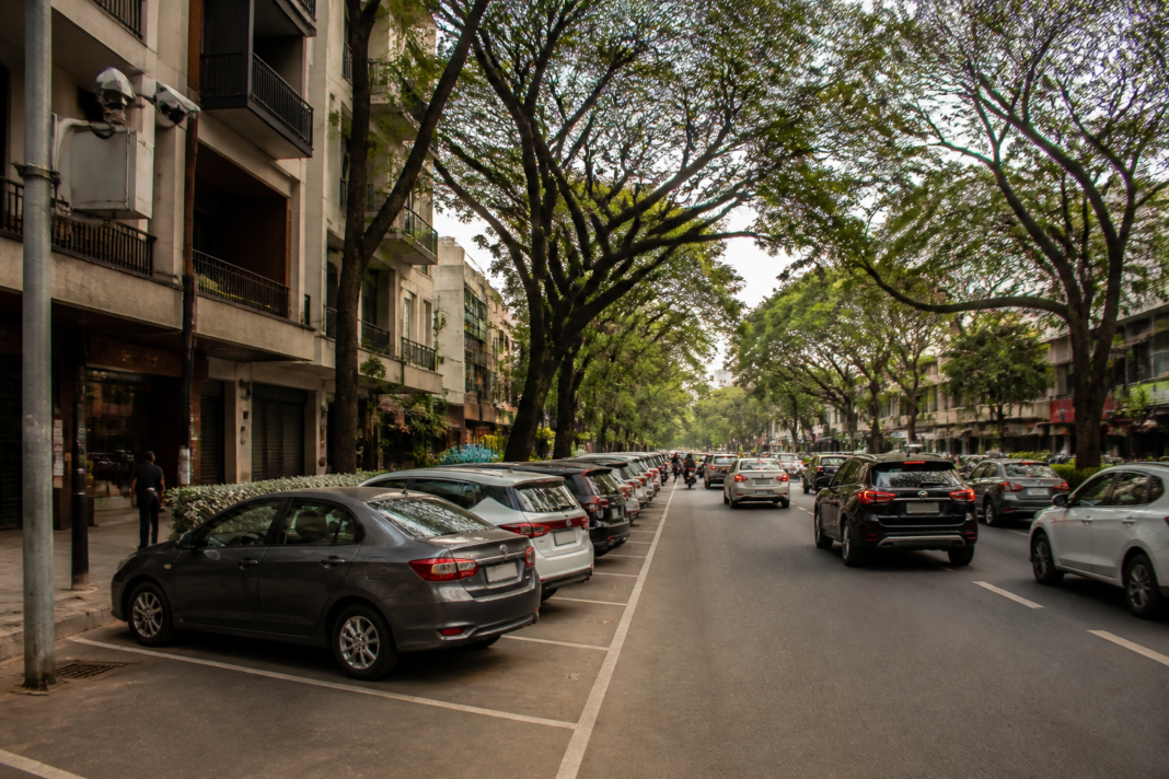 Jayanagar smart parking pilot with marked roadside spaces and AI-enabled parking cameras in Bengaluru