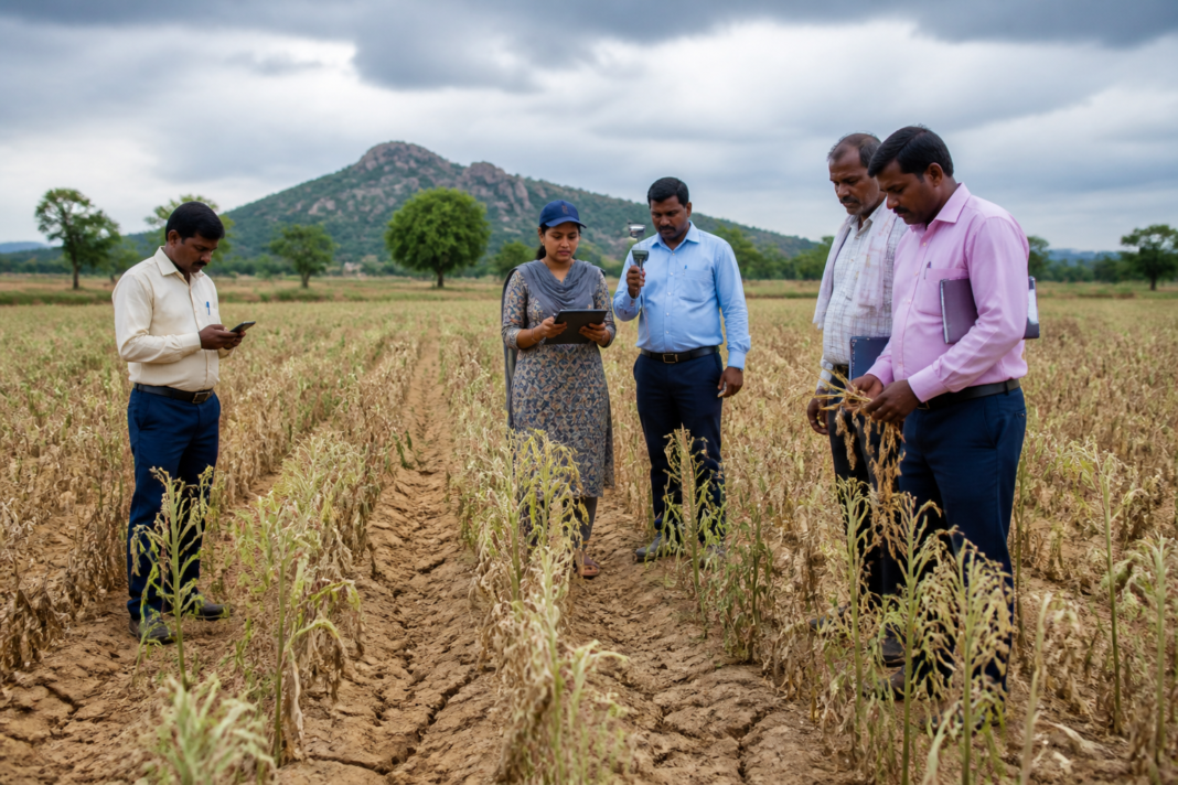 Karnataka drought assessment of crop damage in a dry farm field