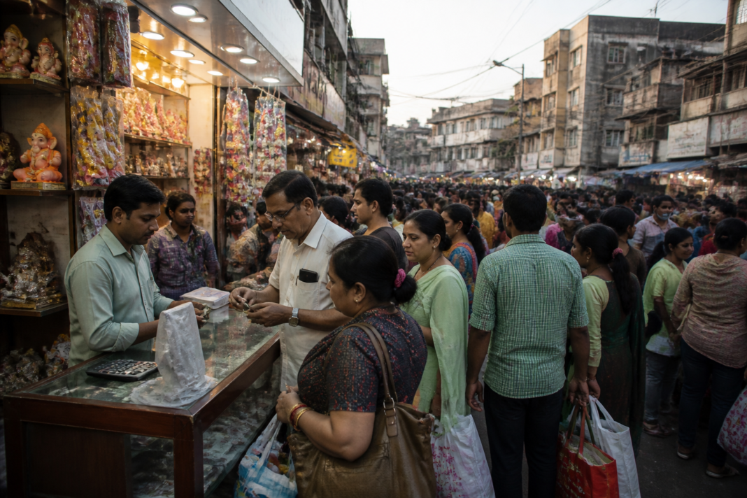 UPI charges protest as a shopkeeper removes a QR code in an Ulhasnagar market