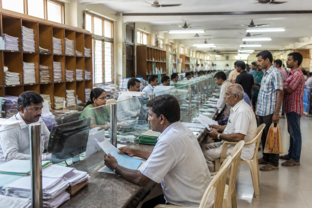 Chennai property tax collection counter at a Greater Chennai Corporation office