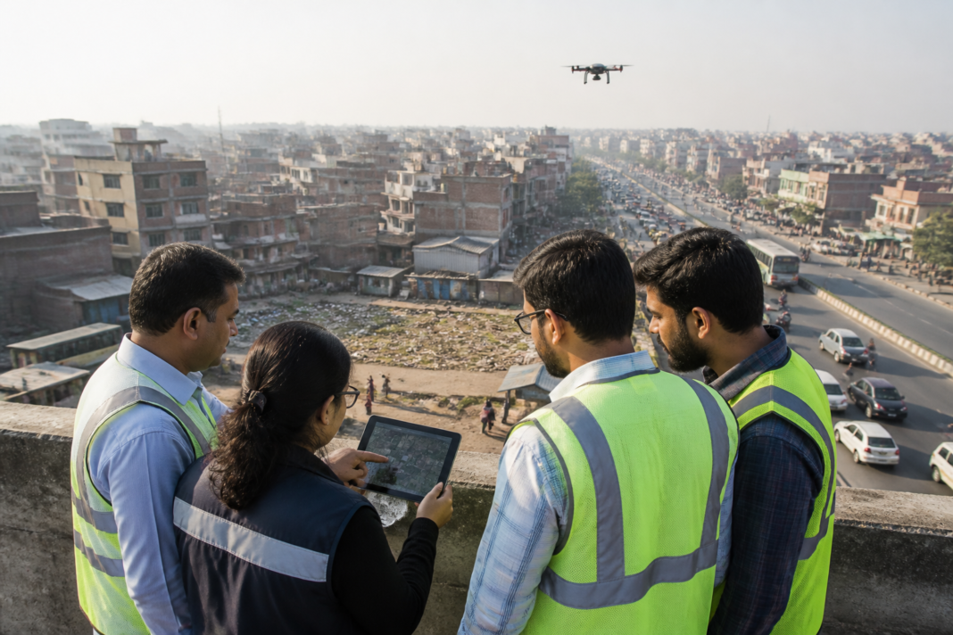 Loni digital survey mapping urban properties with drones in Ghaziabad