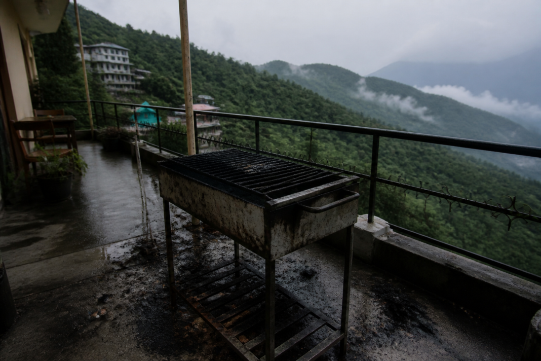 Darjeeling homestay fire scene involving a barbecue area and emergency response