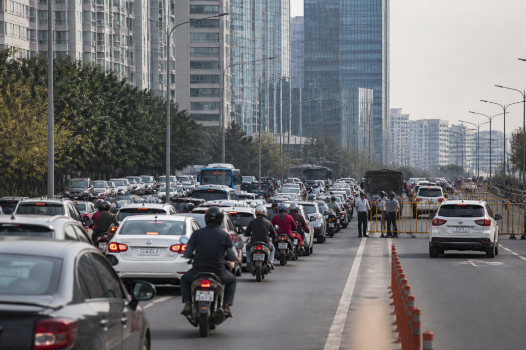 Gurugram hit-and-run case location on Golf Course Road with traffic and motorcycles