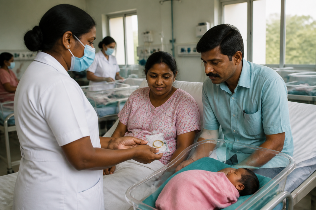 Tamil Nadu gold ring scheme symbolised by a newborn-care ward in a government hospital