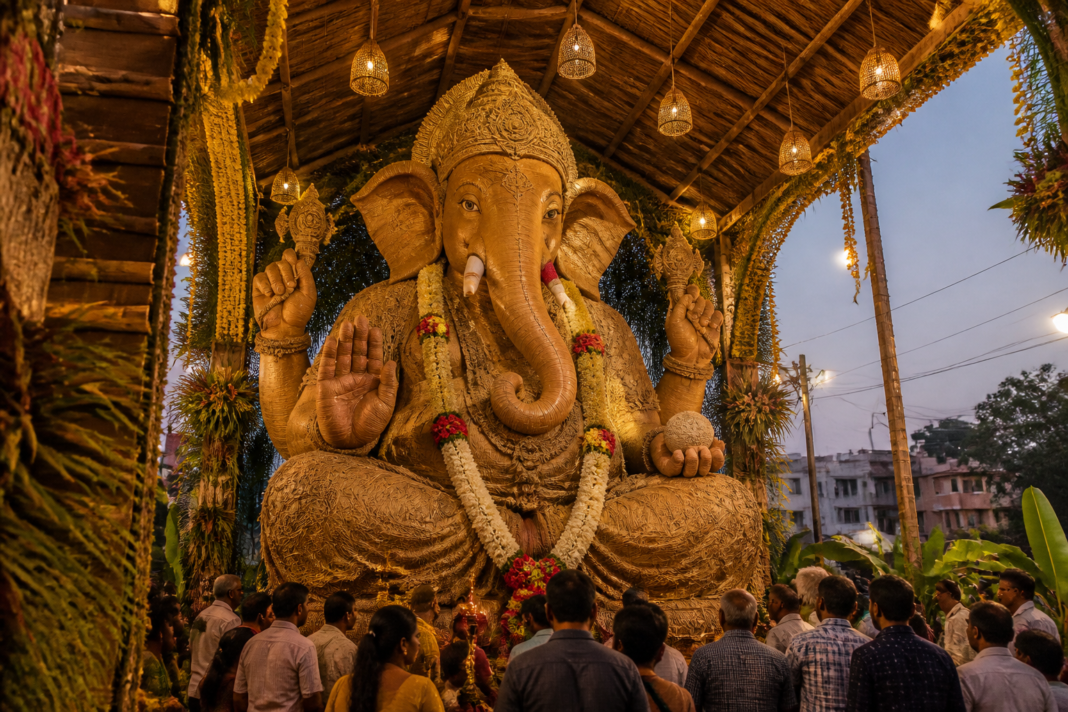 Nagole eco-friendly Ganesh idol displayed at a Hyderabad festival pandal