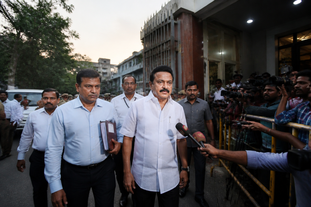 Mahesh questioning in a Chennai Crime Branch office over private-school approvals