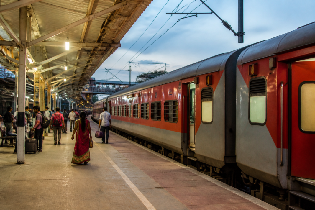 Tambaram Thiruvananthapuram special train at a Chennai railway station platform