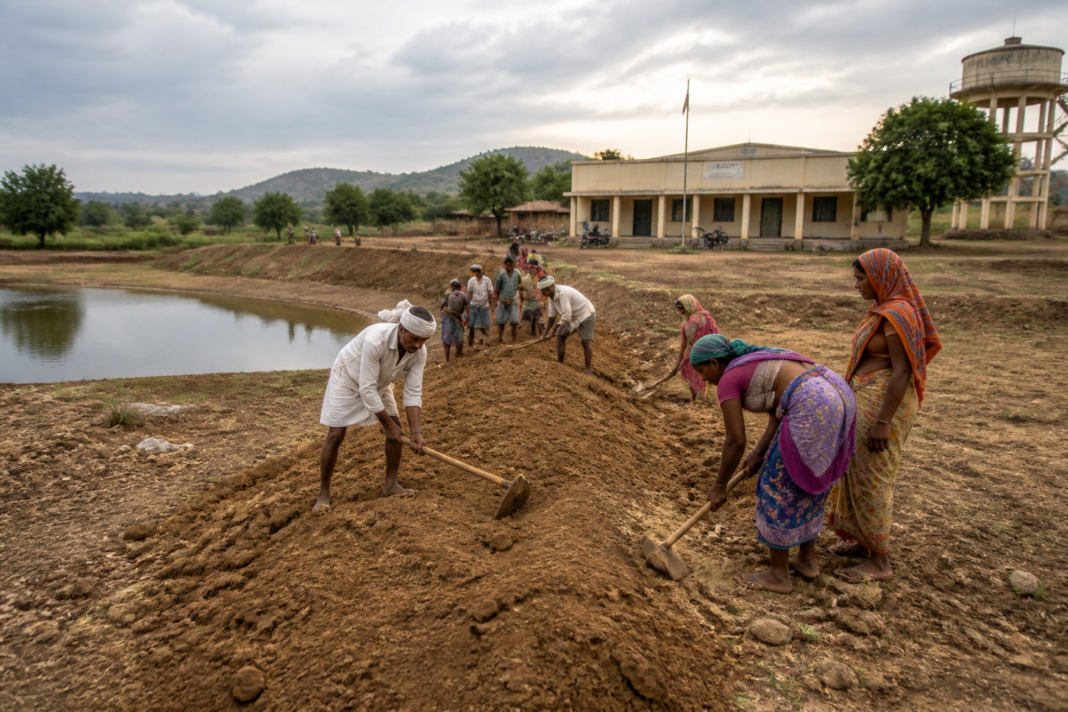 VB-G RAM G scheme workers and a Karnataka gram panchayat worksite