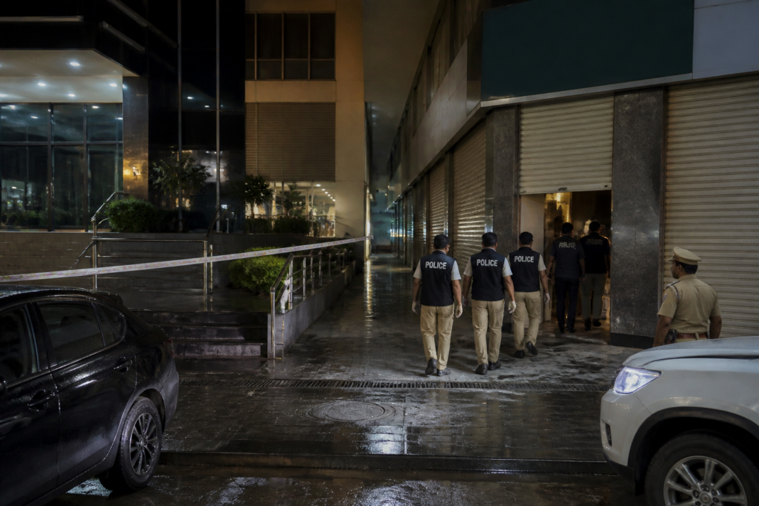 Gurugram spa raid at a commercial mall in Sector 90 involving police officers and investigators