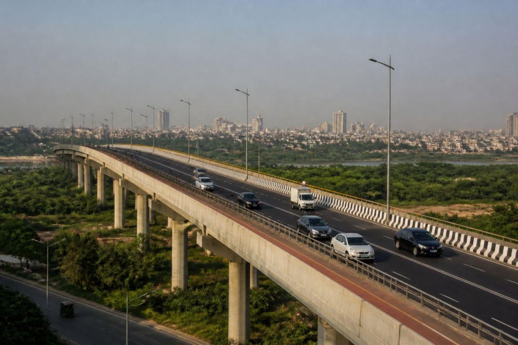 Barapullah flyover connecting Mayur Vihar and Sarai Kale Khan in Delhi