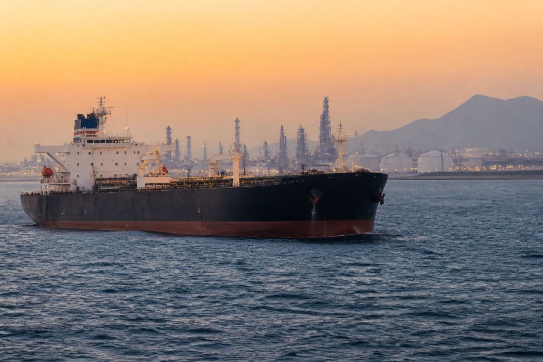 India crude oil imports disrupted as an oil tanker navigates a high-risk maritime route.