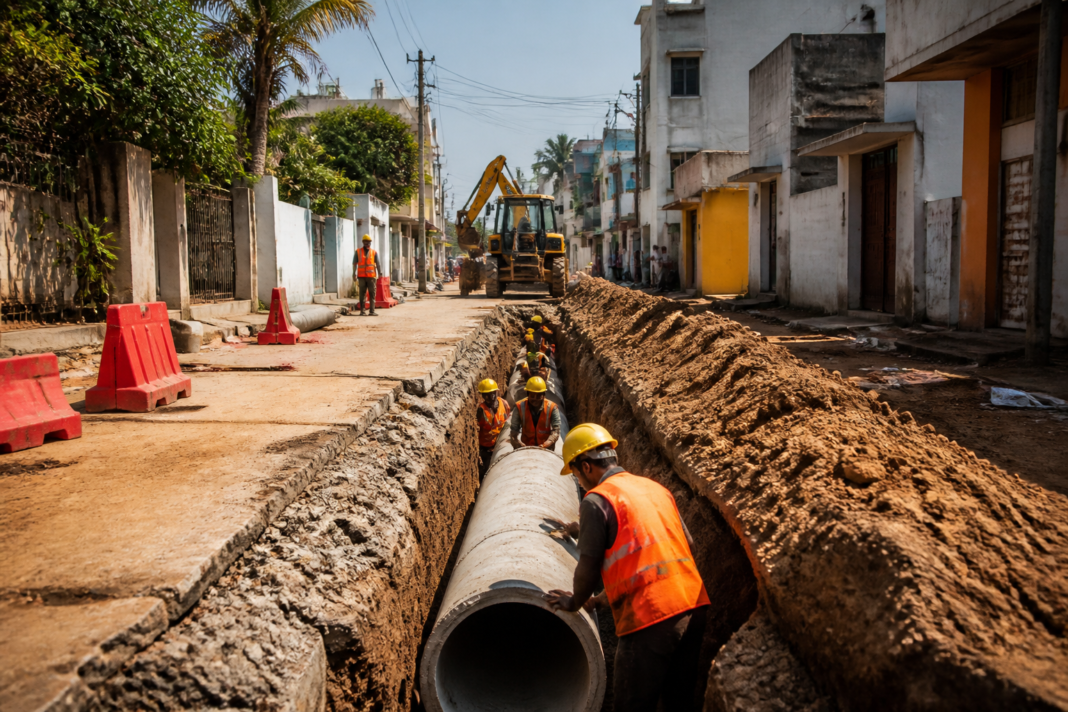 Chennai water connections being extended through a new urban pipeline network