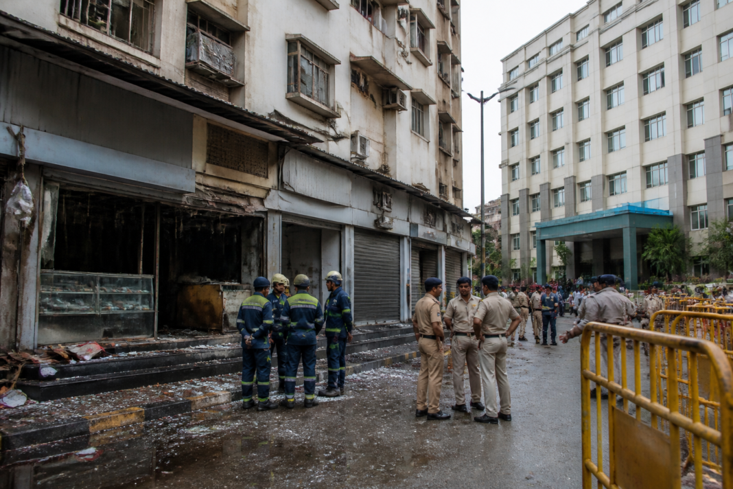 Navi Mumbai LPG blast damage near shops and a hospital in Sanpada